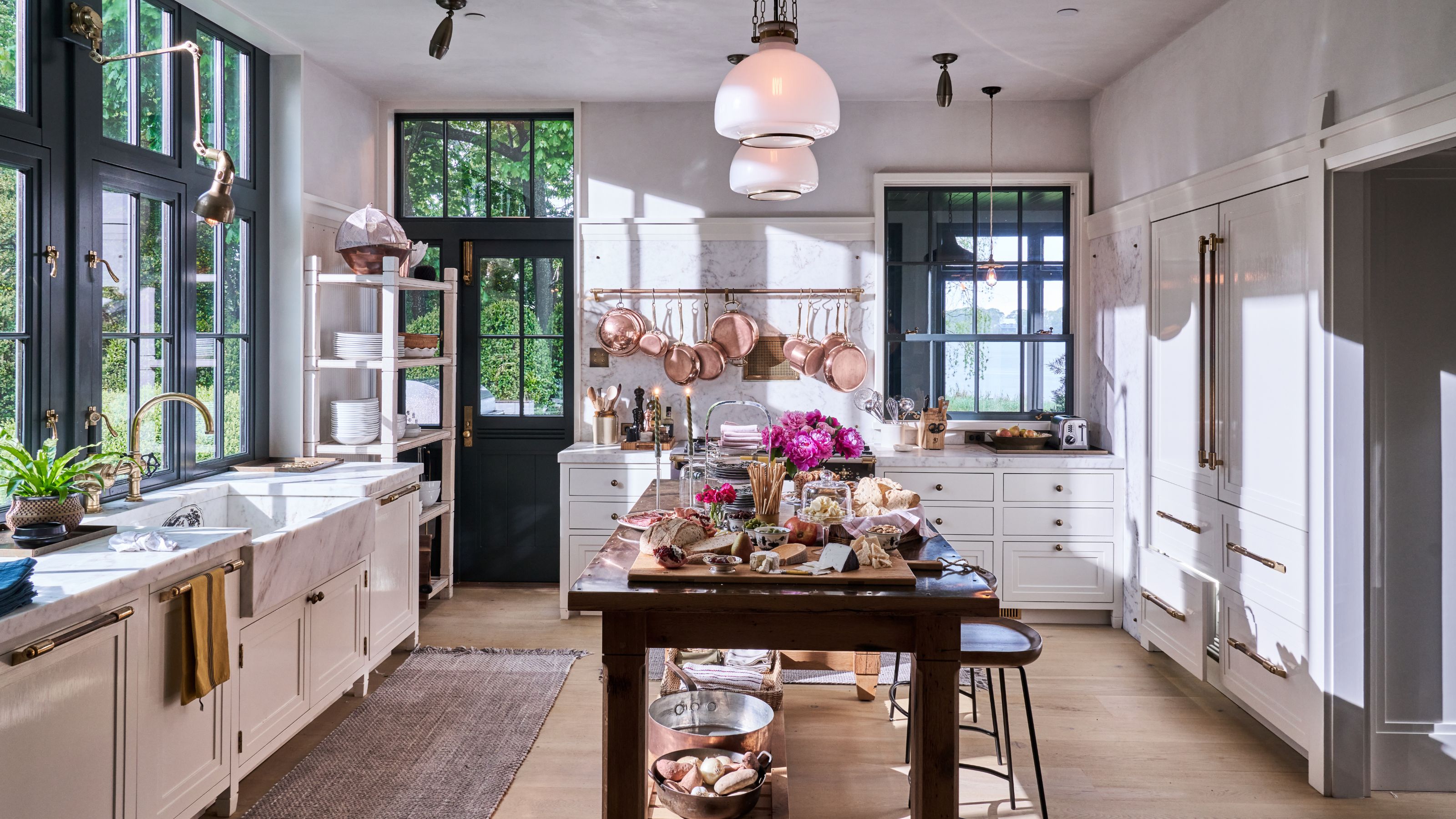 Bryan Graybill&#039;s kitchen with the kitchen island set up with charcuterie
