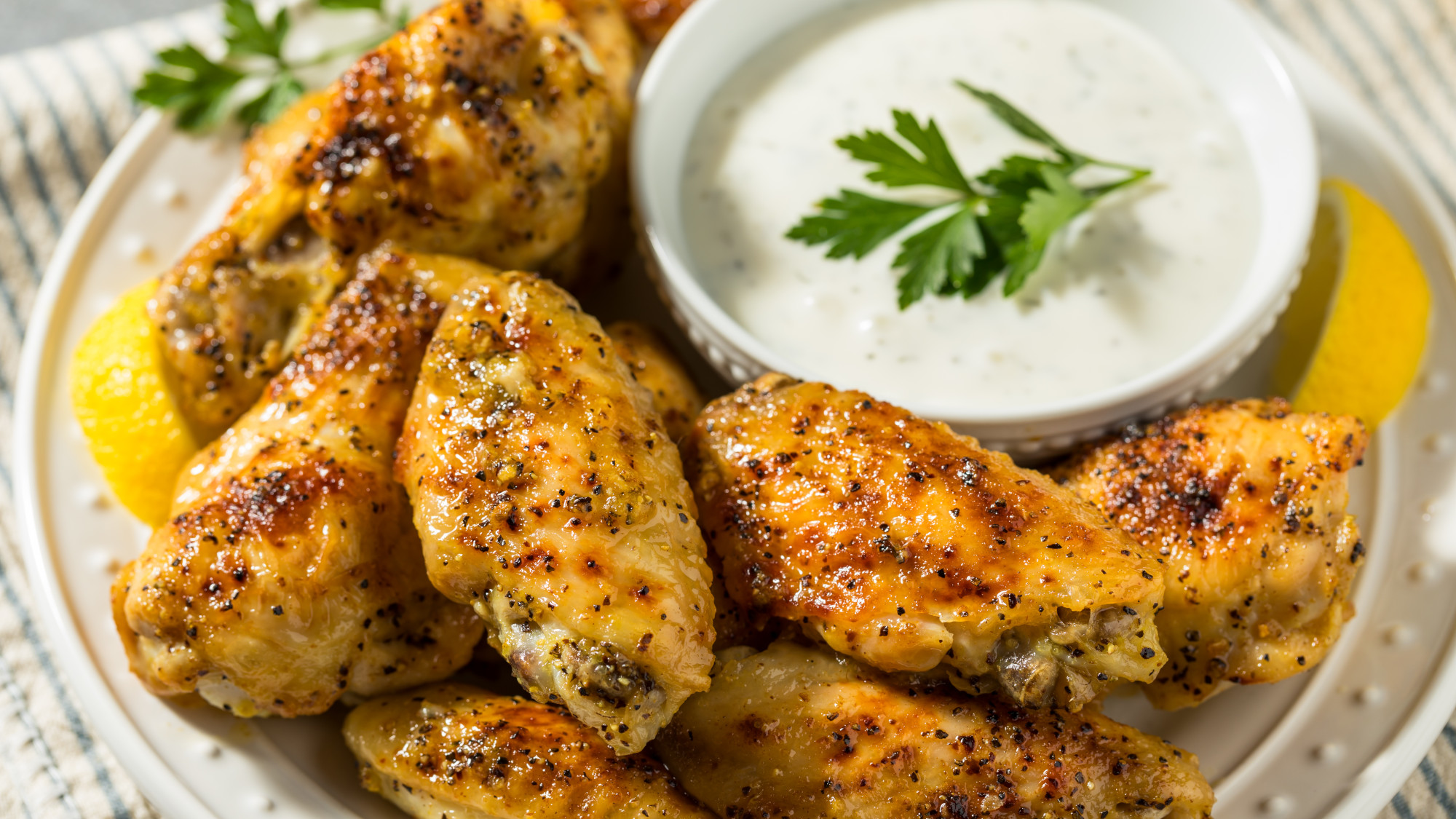 A plate of lemon pepper wings