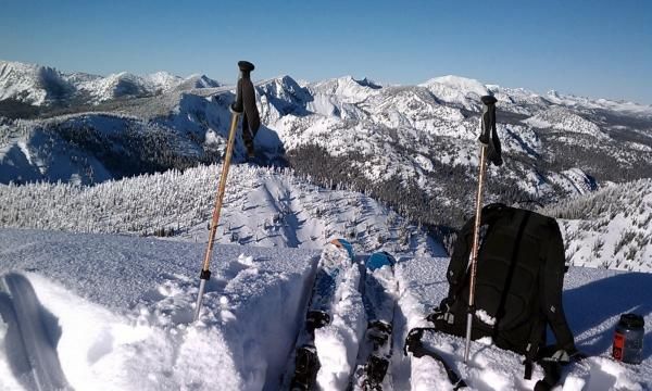 Taking a break to enjoy the view on top of Stuart Peak