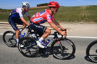 Remco Evenepoel of Belgium and Team Quick-Step - Alpha Vinyl - Red Leader Jersey competes during the 77th Tour of Spain 2022, Stage 16