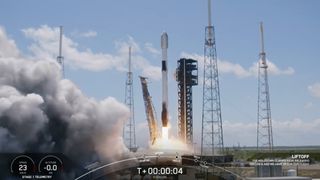 A SpaceX Falcon 9 rocket launches 23 Starlink satellites from Florida on May 6, 2024.