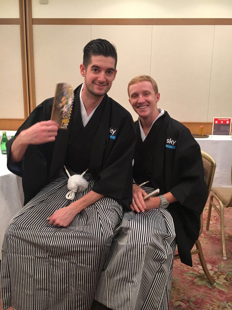 Wout Poels and Ian Boswell get dressed up for the ocassion