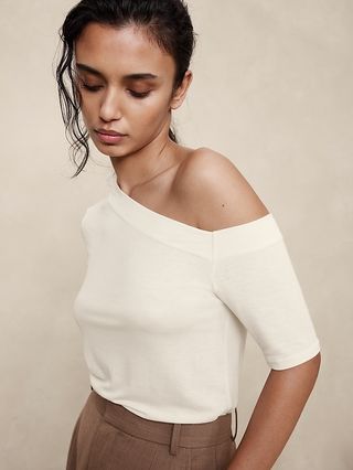 Asymmetrical Wool-Blend Top