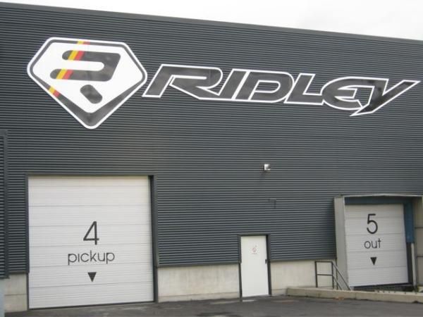A huge Ridley logo and name on the new headquarters.