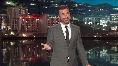 Jimmy Kimmel looks at a Trump-The Rock election fight