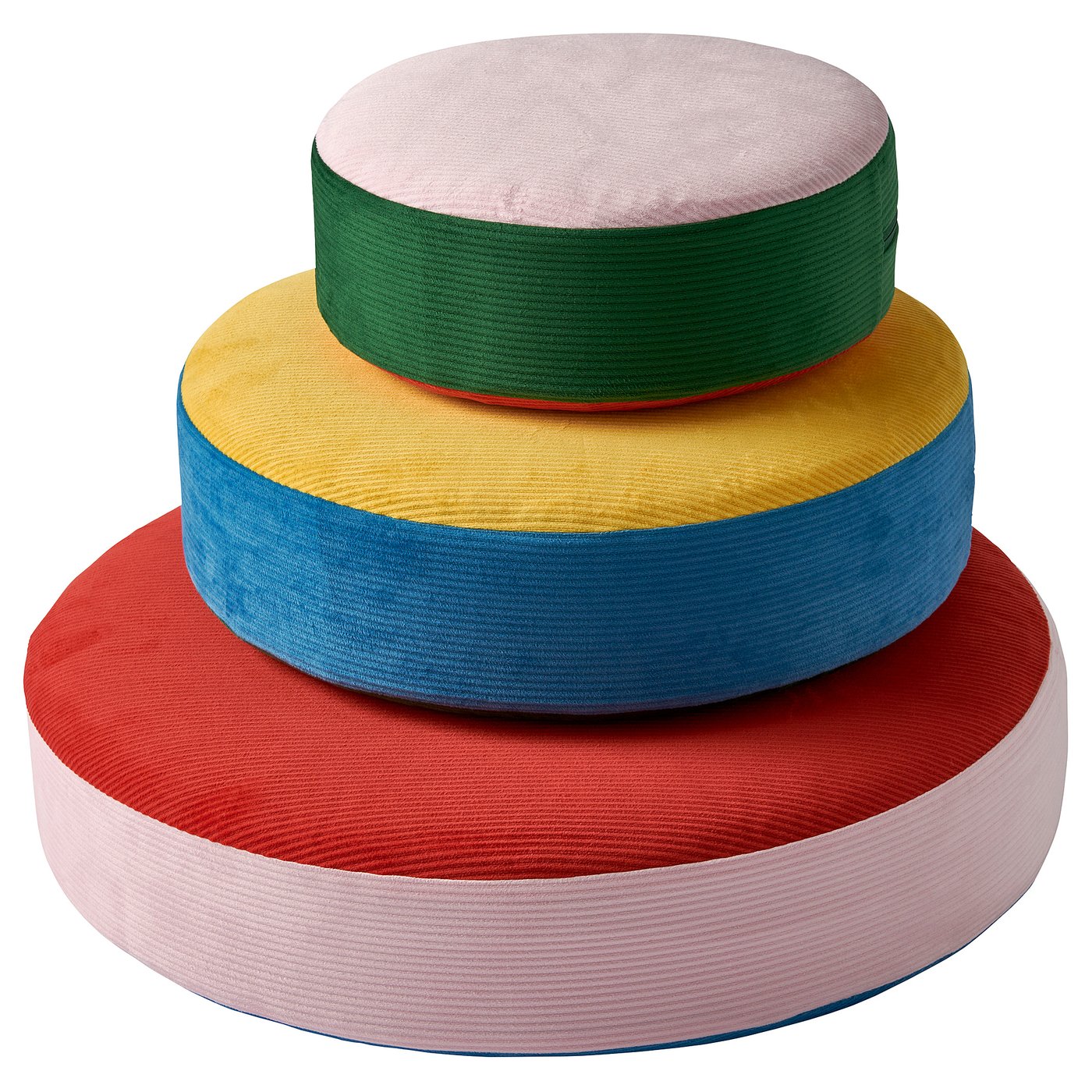 Grejsimojs Floor Cushion, Set of 3 - Stackable/multicolour