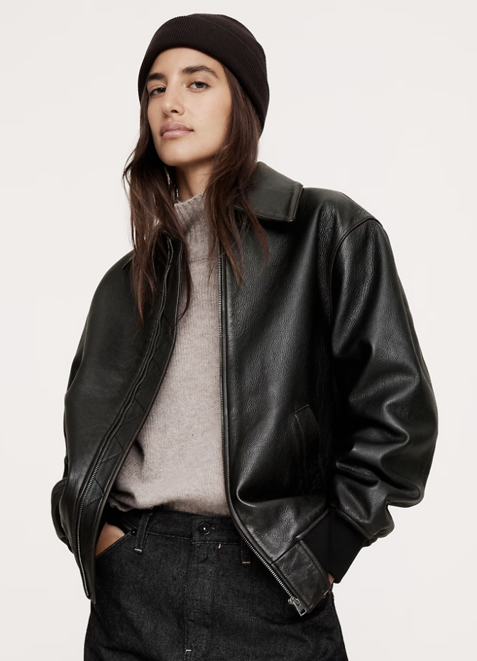 Banana Republic, Oversized Leather Bomber Jacket