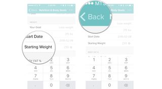 Tap on the starting weight button, and then type in the number you desire.