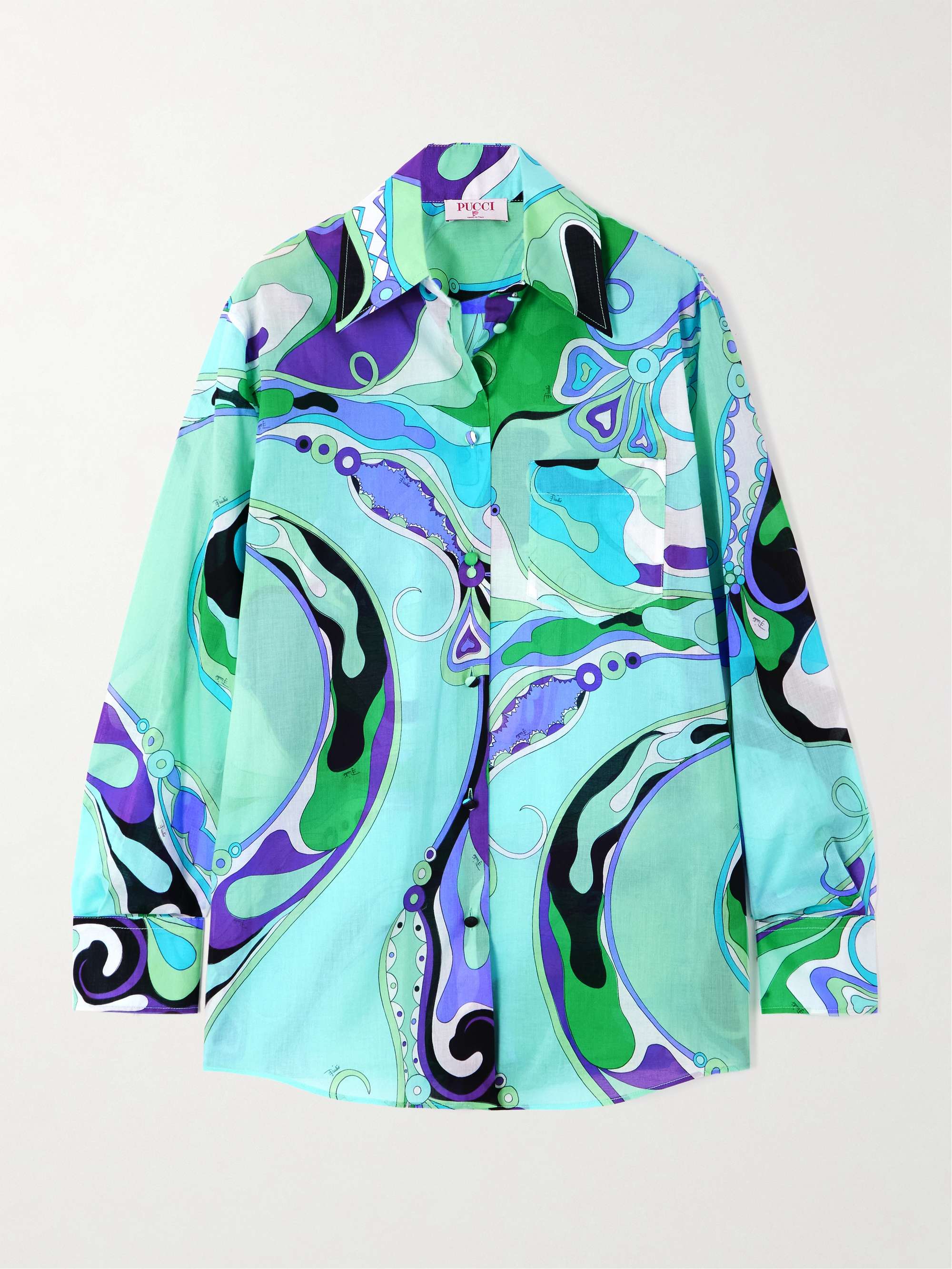 Oversized Printed Cotton-Muslin Shirt