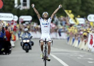 Thibaut Pinot enjoys his stage victory in the Tour