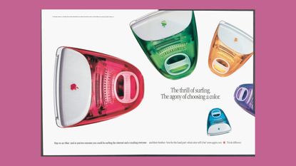 page of colourful iMacs in the book, The Computer: A history from the 17th Century to Today, Taschen
