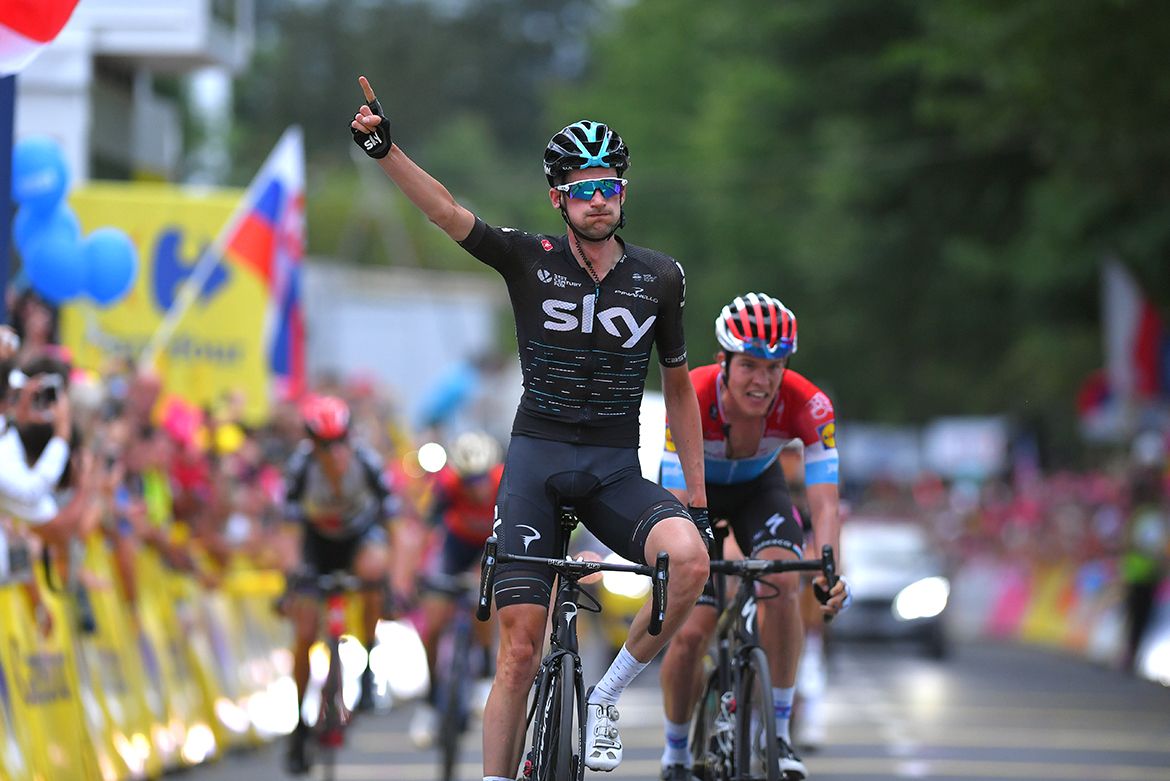 Wout Poels finishes second on stage 6 of the Tour de Pologne.