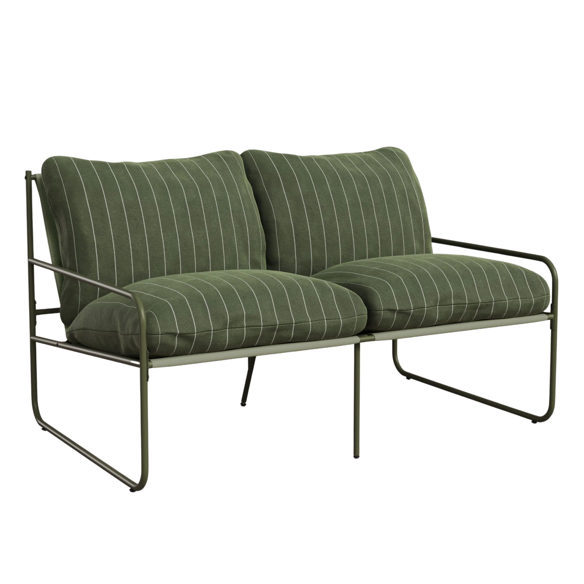 Cult Furniture, Harris 2 Seater Garden Sofa in Moss Green Stripe