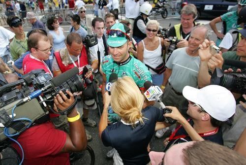 Swarmed by the press.