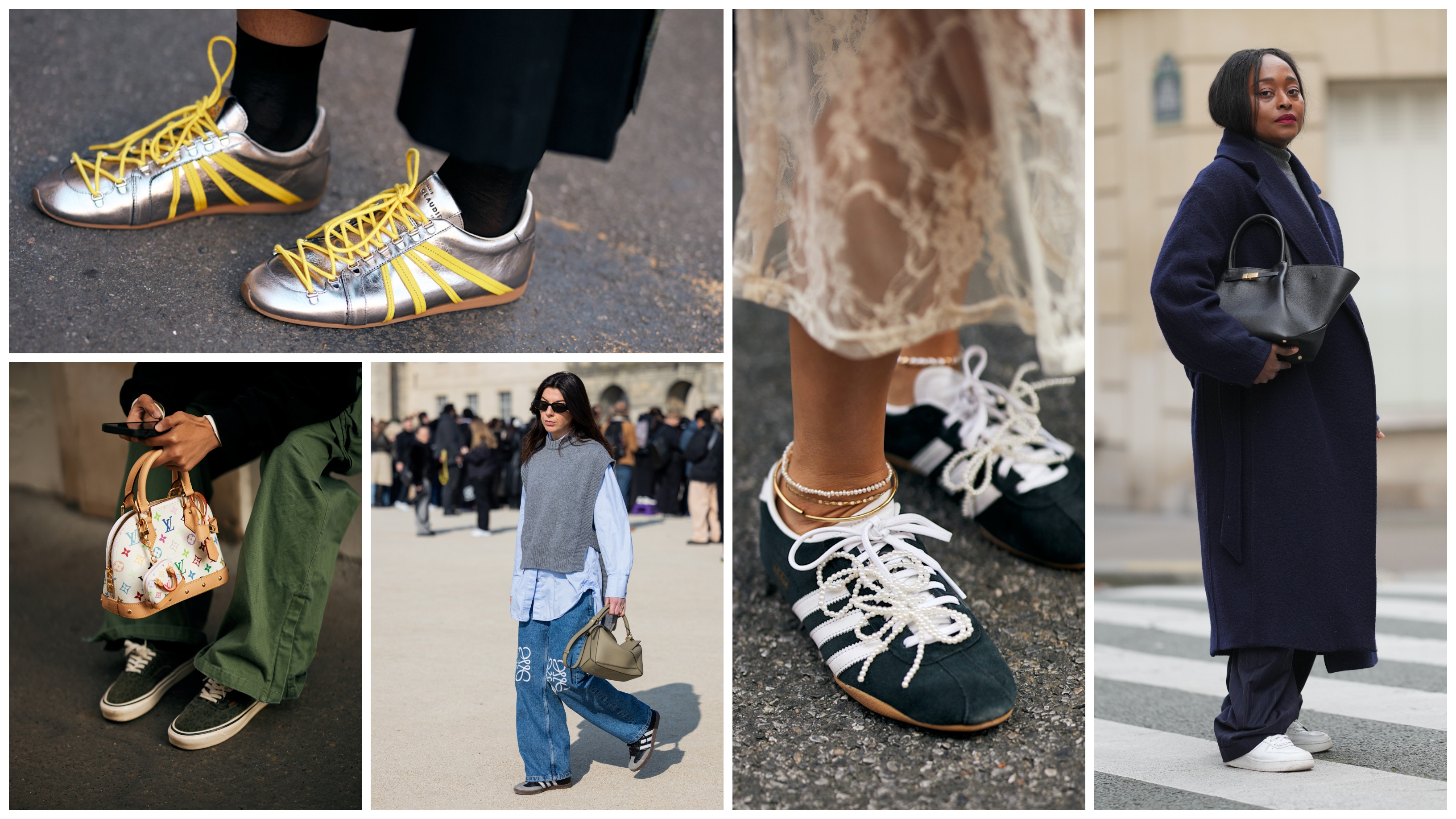 collage of women wearing sneakers 