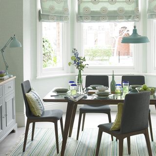 dining room with table and chairs and glass window