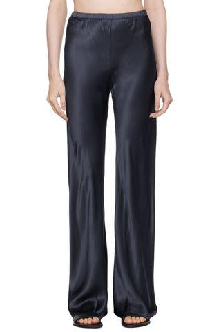 Navy Bias-Cut Lounge Pants