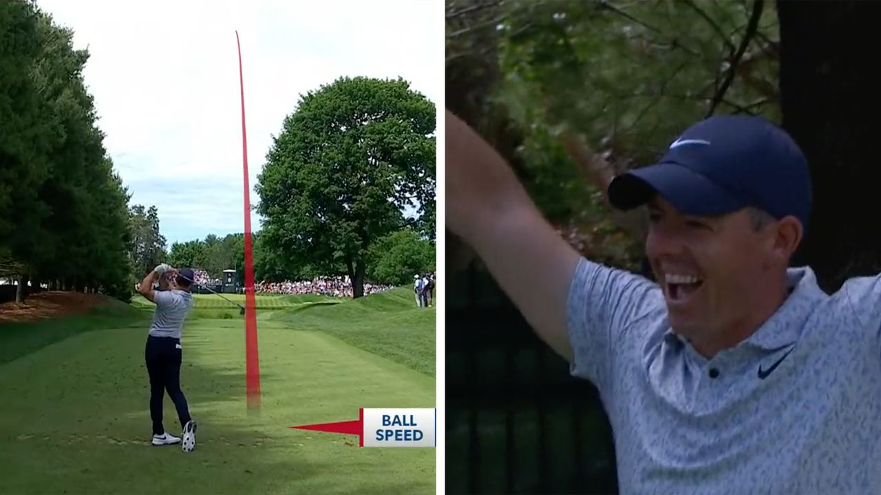 Screenshots of Rory McIlroy&#039;s hole-in-one at The Travelers Championship