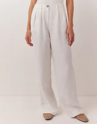 The White Company, Linen Wide Leg Two Pleat Trousers