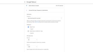 Google Takeout - Choosing exporting method