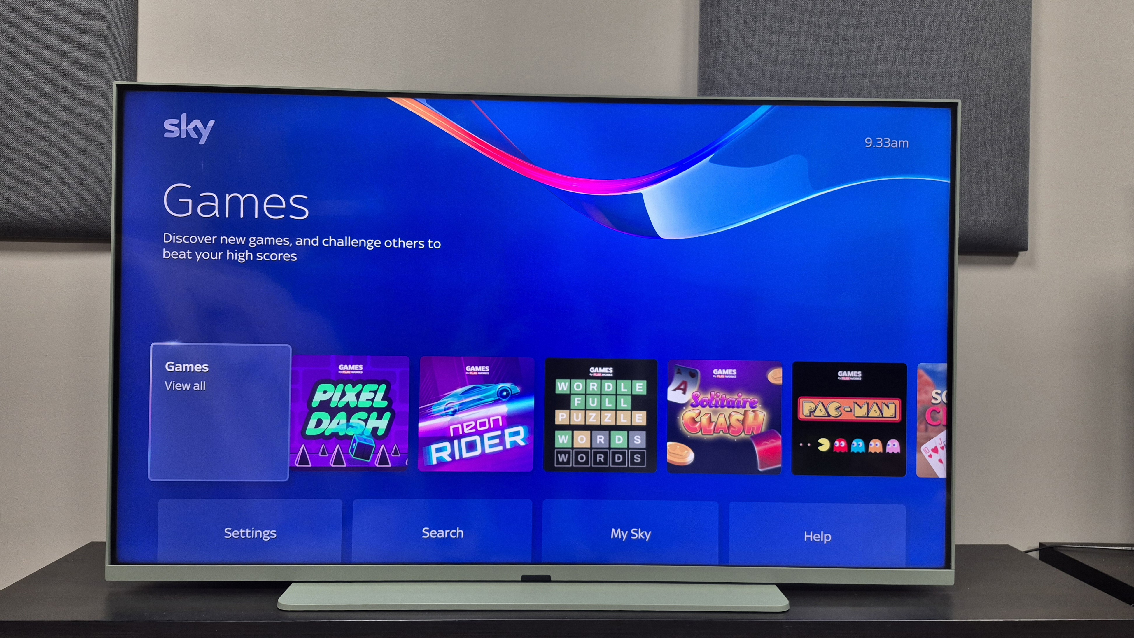 Sky Glass Air games menu