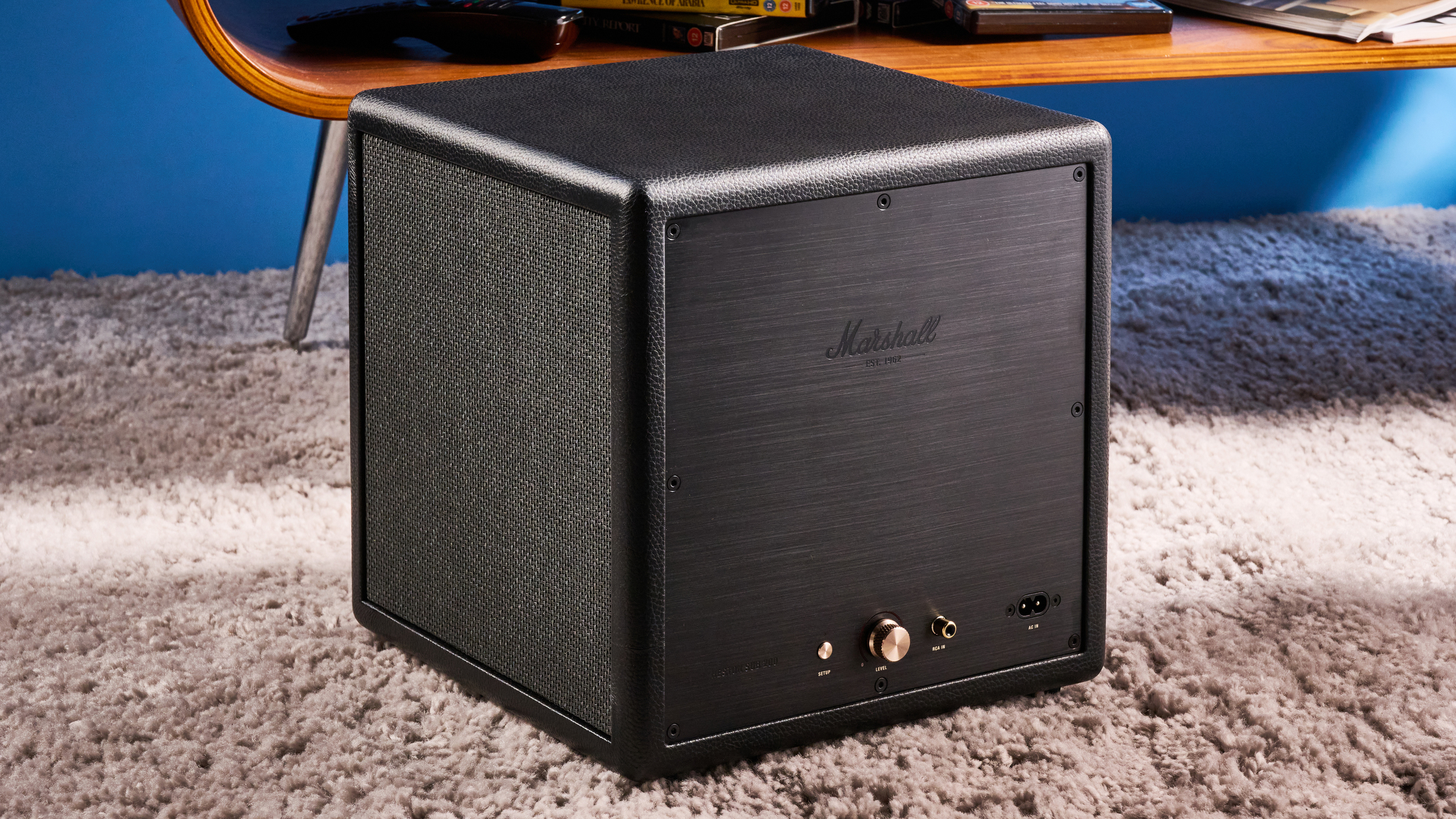 A Marshall Heston 60 compact mid-range soundbar in black