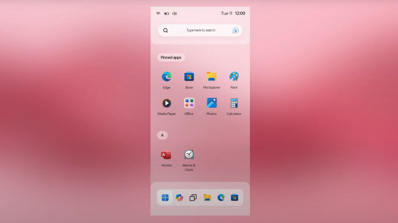 Windows 12 Mobile concept made by AR 4789, showcasing modern Windows Mobile OS design