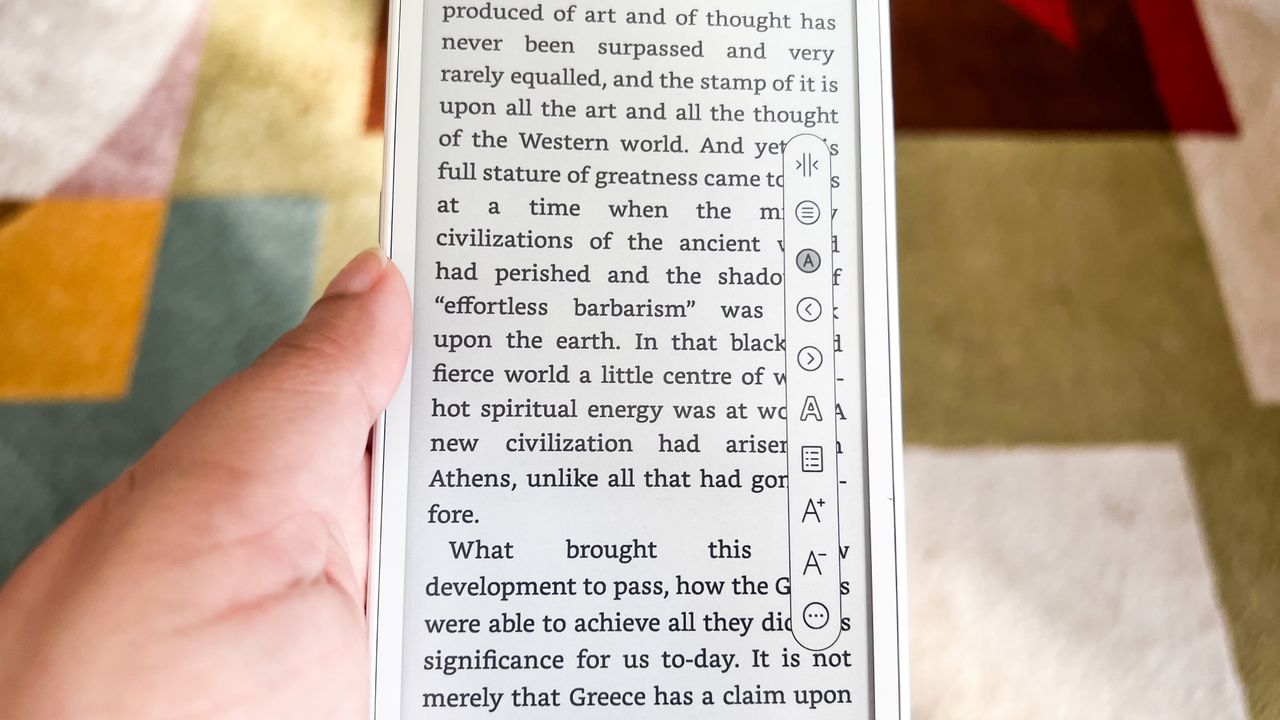 The Floating Toolbar of the library application on the Onyx Boox Palma 2