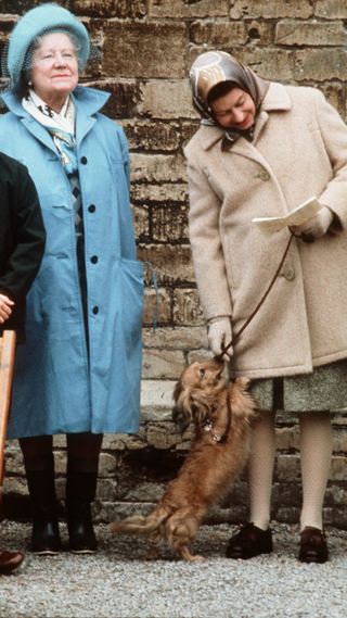The Queen, Elizabeth II with her corgi and the Queen Mother