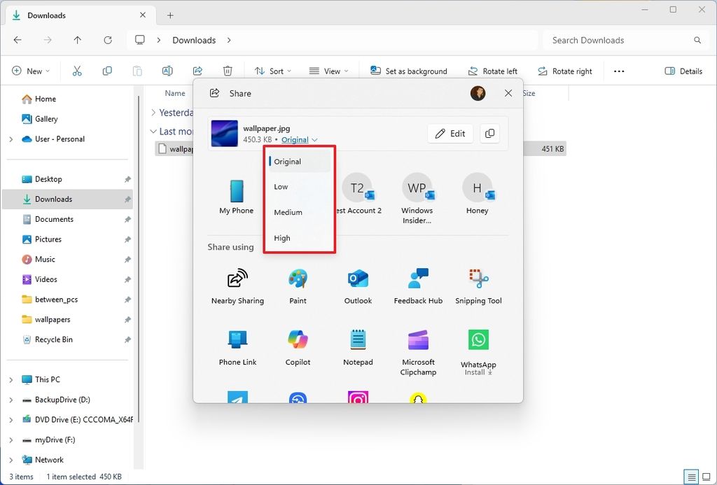 Windows Share image compression