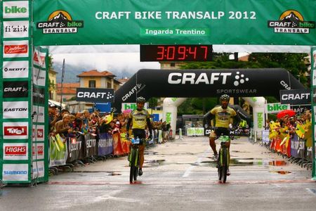 Overall 2012 Craft TransAlp winners winners Robert Mennen and Alban Lakata (Topeak Ergon Racing Team)