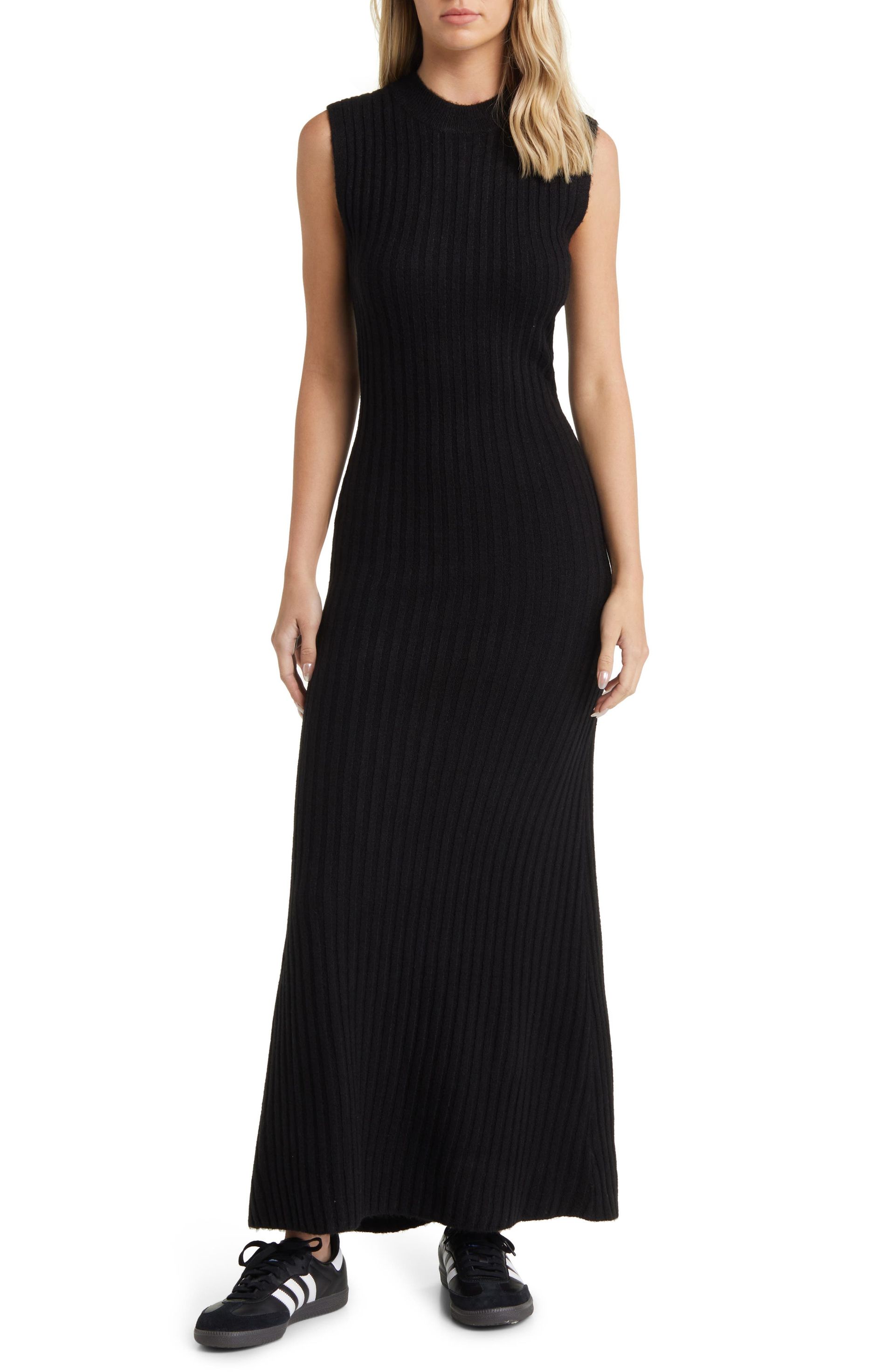Sleeveless Ribbed Sweater Dress