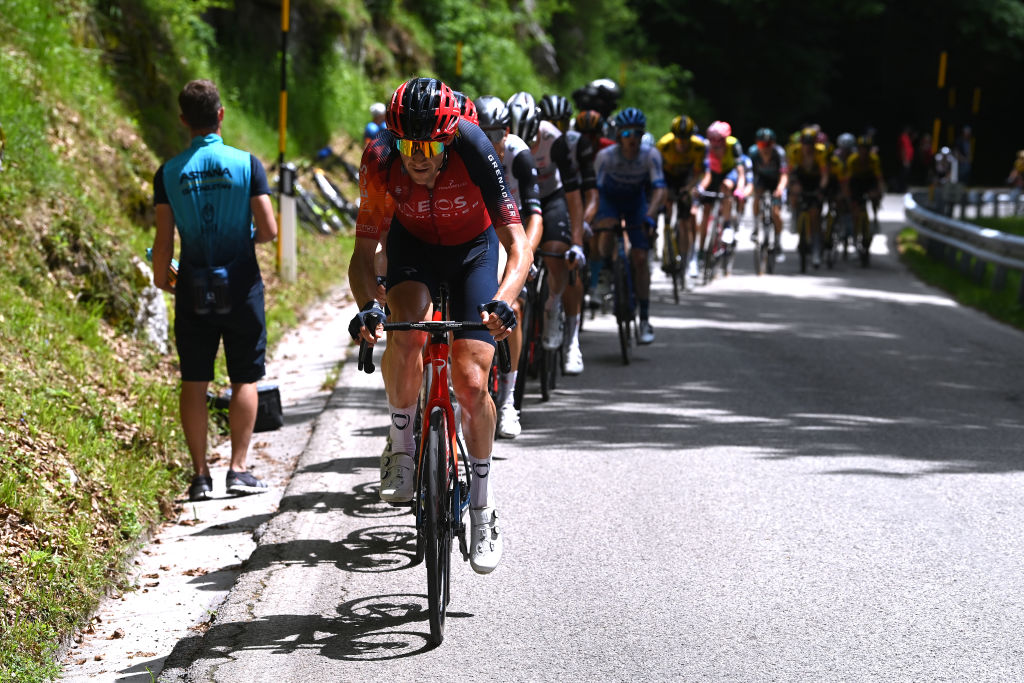 VAL DI ZOLDO PALAFAVERA ITALY MAY 25 Laurens De Plus of Belgium and Team INEOS Grenadiers competes during the 106th Giro dItalia 2023 Stage 18 a 161km stage from Oderzo to Val di Zoldo Palafavera 1514m UCIWT on May 25 2023 in Val di Zoldo Palafavera Italy Photo by Tim de WaeleGetty Images