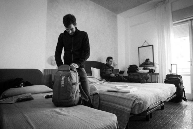 Chris Jones and teammate Ben Day (UnitedHealthcare) get settled into a home away from home.