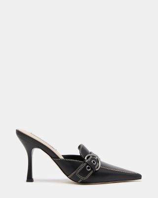 Bennett Black Leather Pointed Toe Mule | Women's Heels 
 Steve Madden