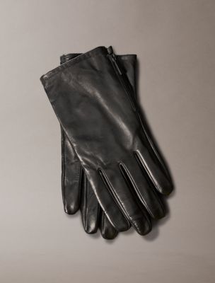 Women's Side Zip Leather Gloves