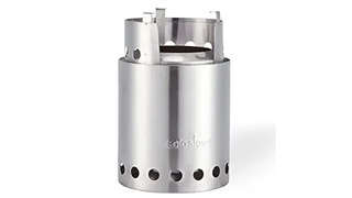 Solo Stove Titan camping stove in stainless steel on a white background.