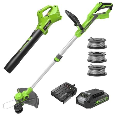 24V 12-inch Cordless String Trimmer/edger and Leaf Blower Combo Kit