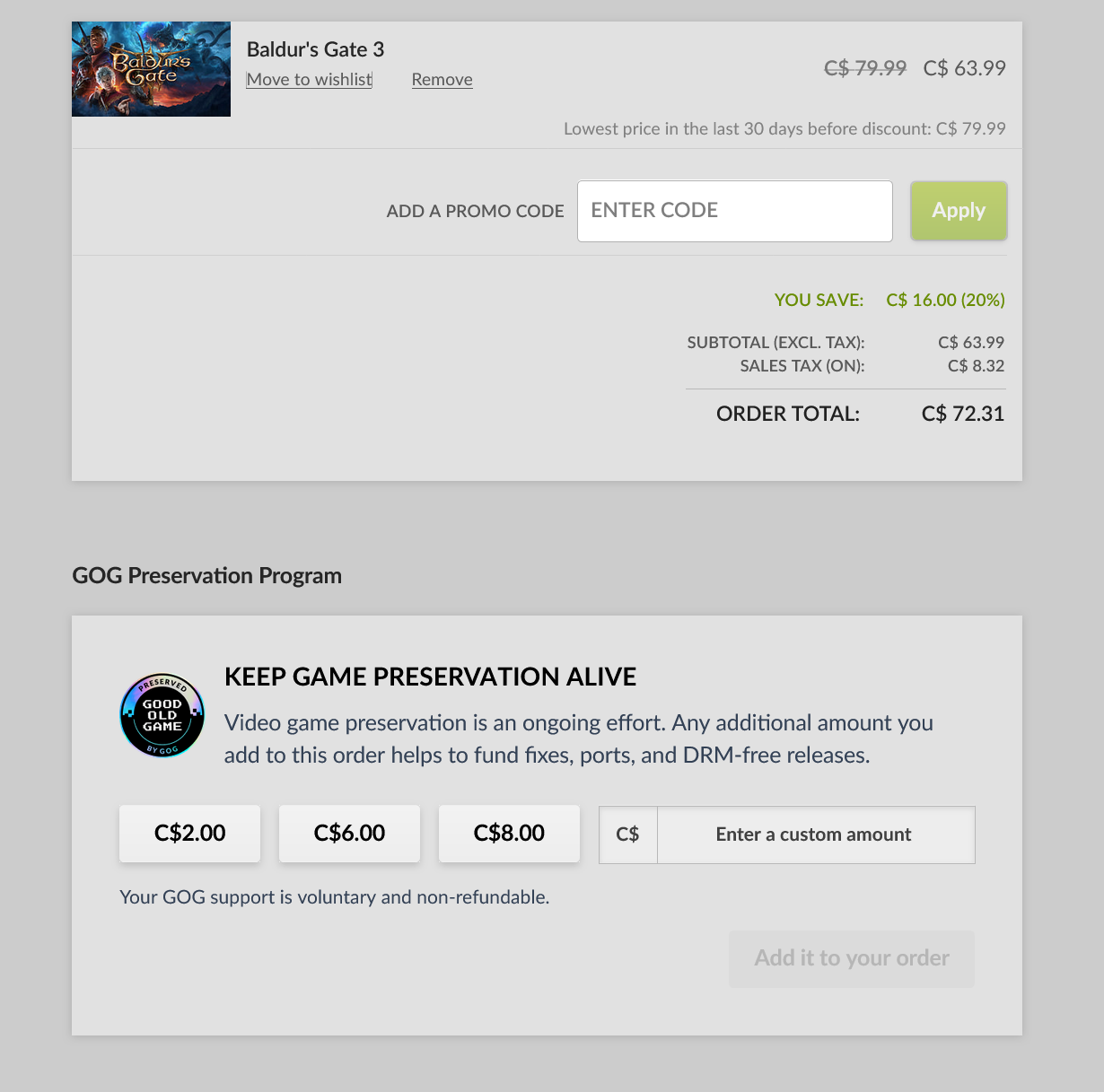 GOG donation box