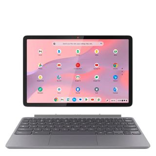 The Lenovo Chromebook Duet 11 Gen 9 with detached keyboard in front of a white background