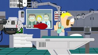 Butters in hospital during the South Park episode 'The Death of Eric Cartman' (season 9, episode 6).