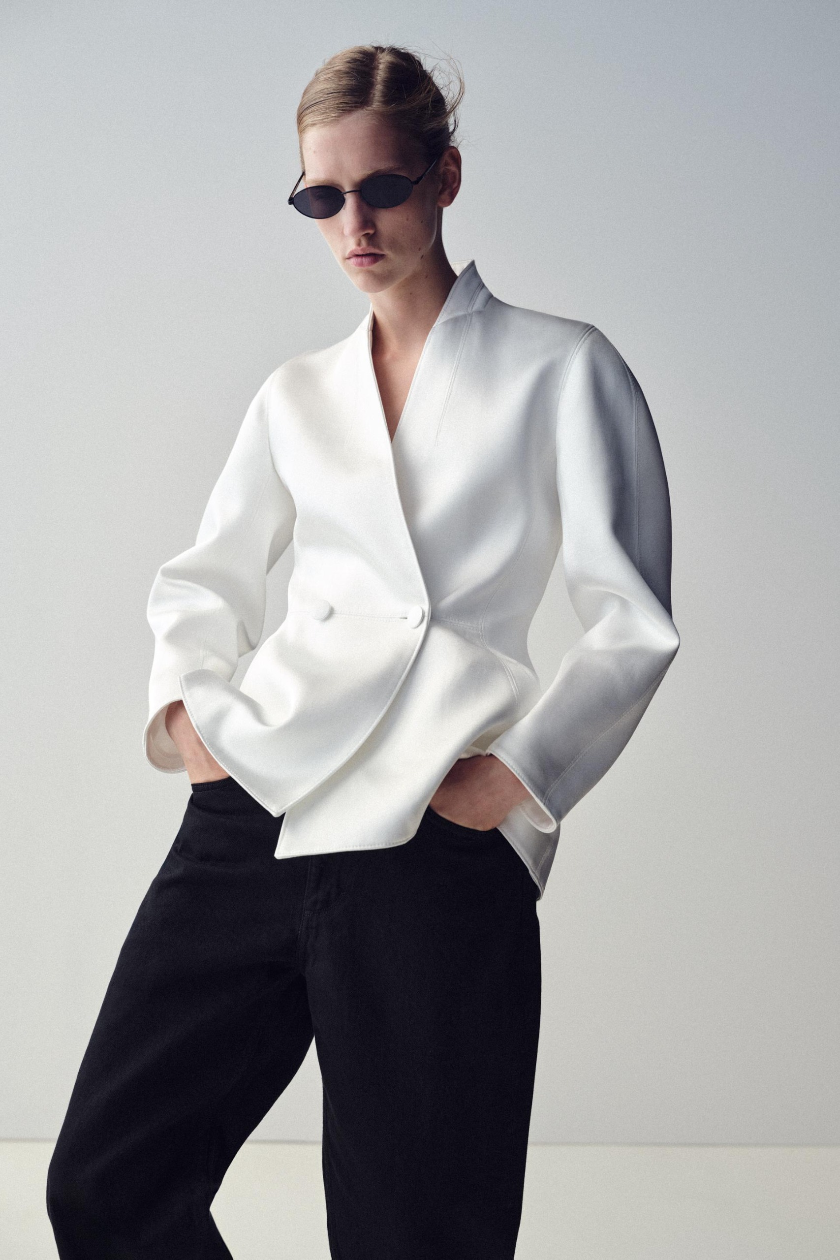ZARA, Double-Breasted Satin Blazer