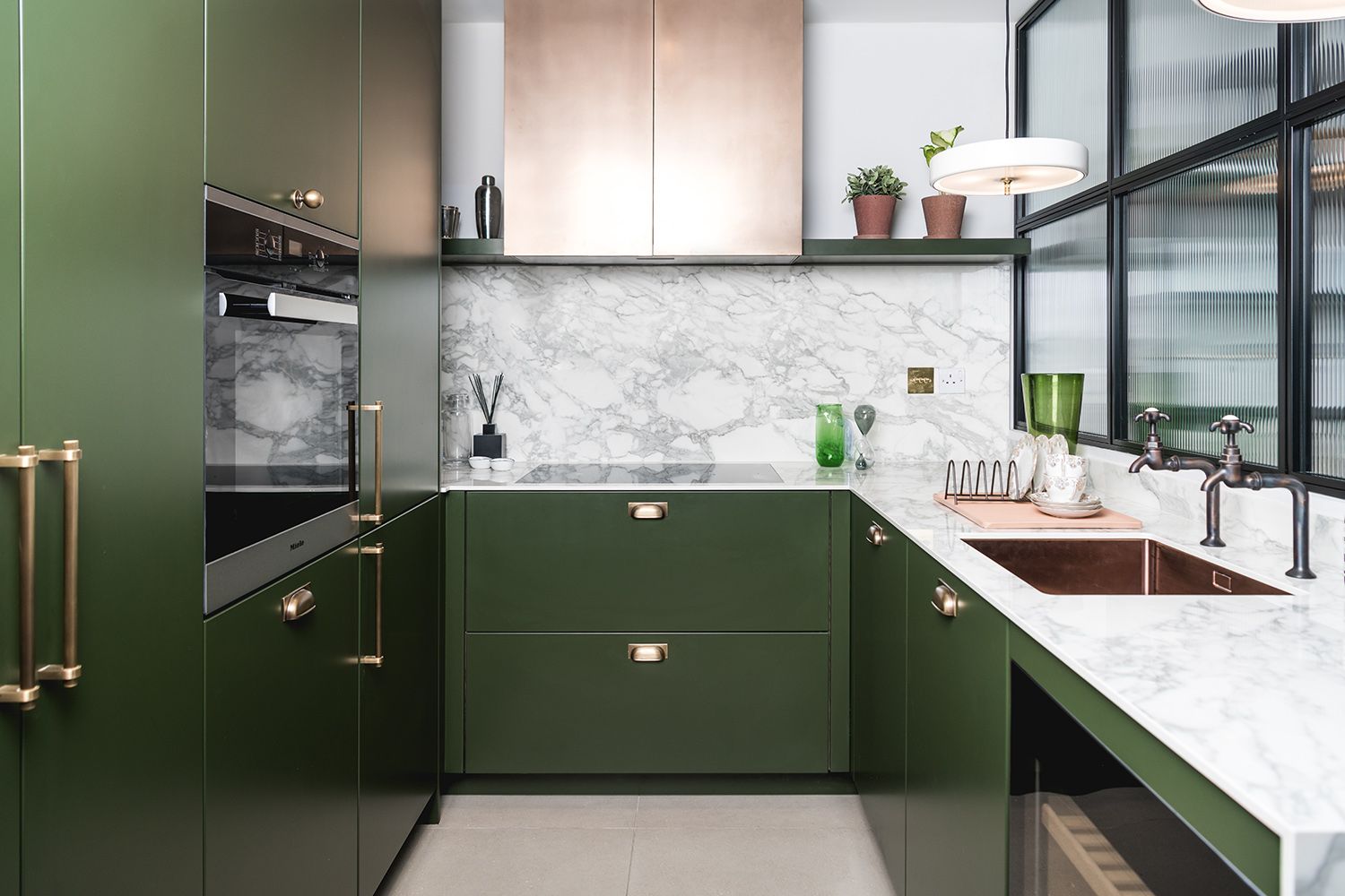 green kitchen cabinets