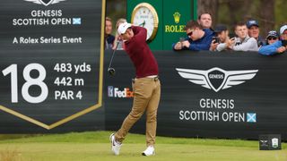 Rory McIlroy takes a tee shot at the Genesis Scottish Open