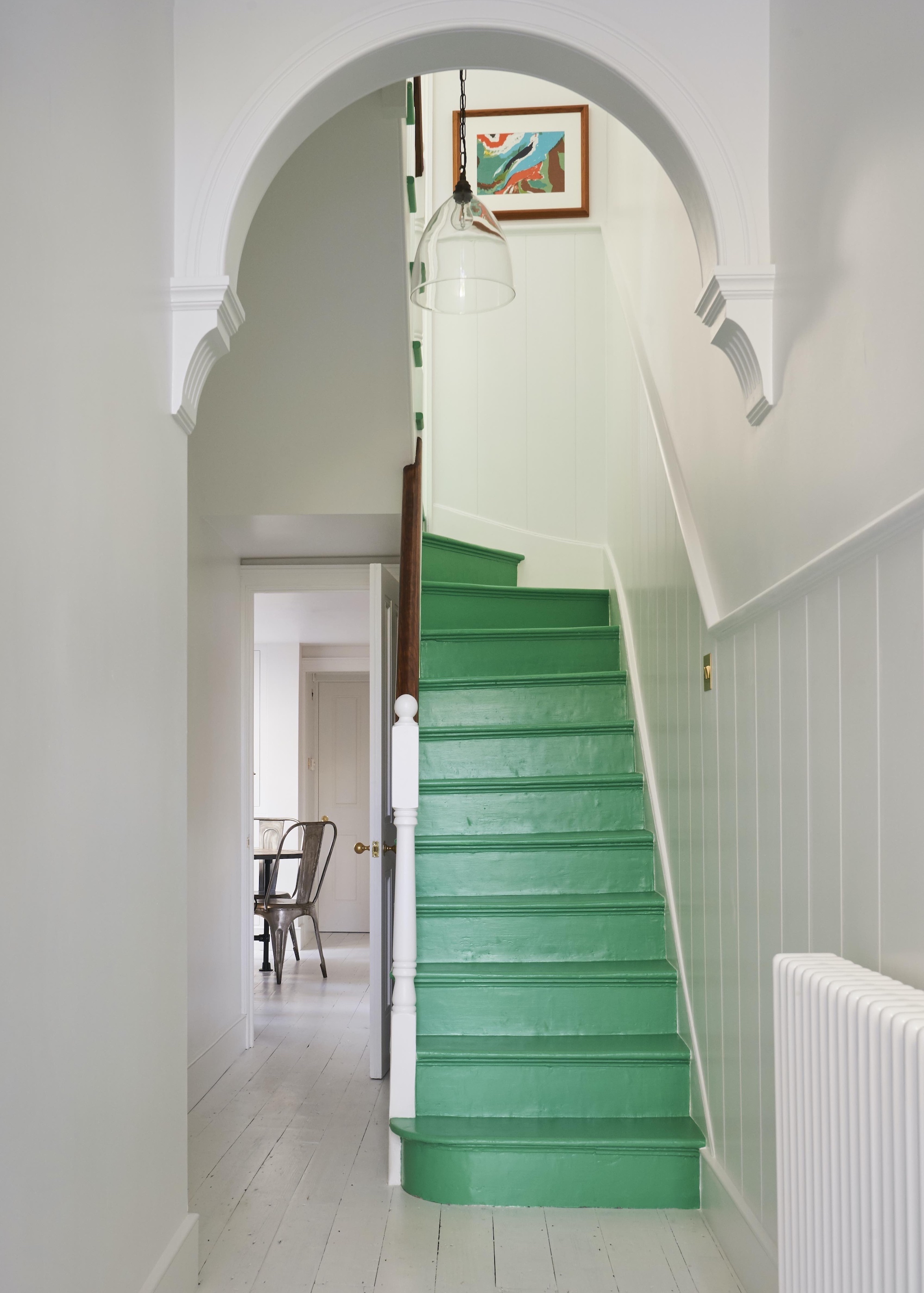 staircase painted in green