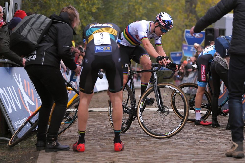 Toon Aerts and Wout Van Aert at the finish of Koppenbergcross