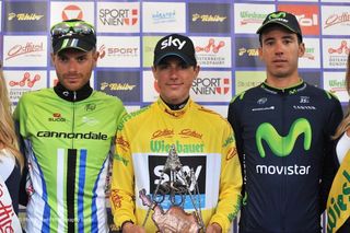 The podium at the 2014 Tour of Austria (l-r): Damiano Caruso (Cannondale), Peter Kennaugh (Team Sky) and Javi Moreno (Movistar)