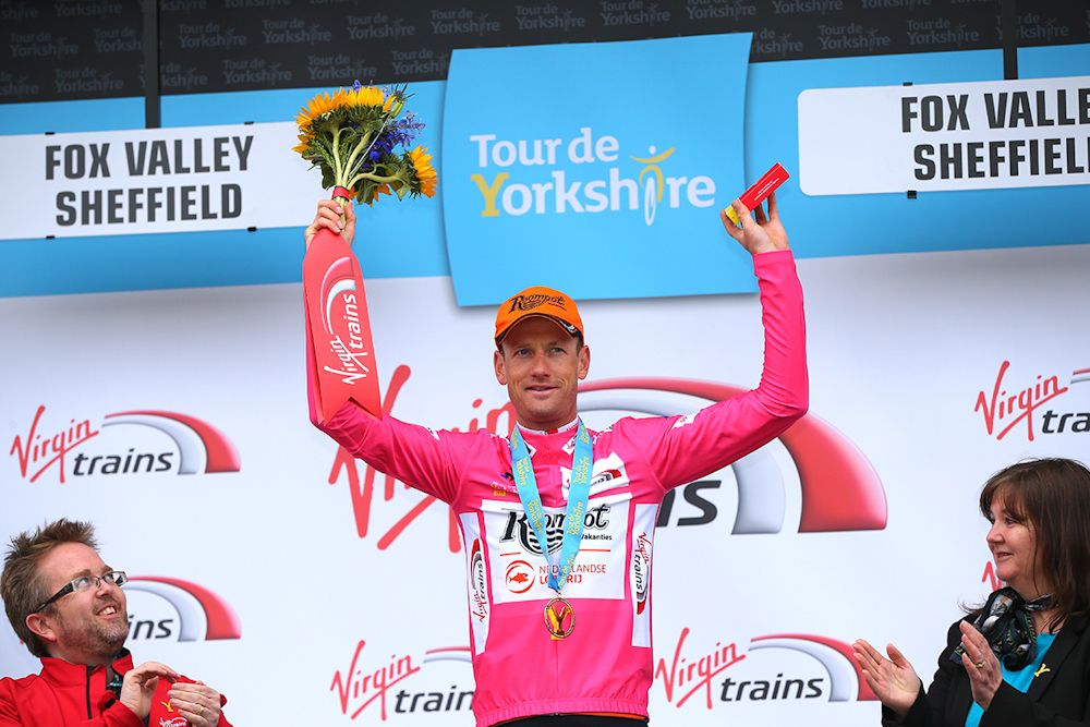 Pieter Weening in the climber's jersey at Tour de Yorkshire