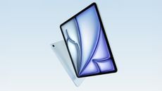 Apple iPad Air M4 on blue background