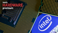 Intel logo among CPUs. 